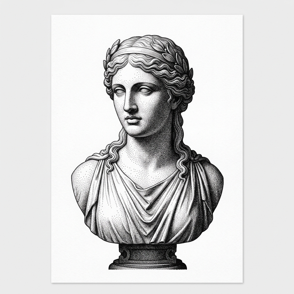 Classical stipple bust illustration